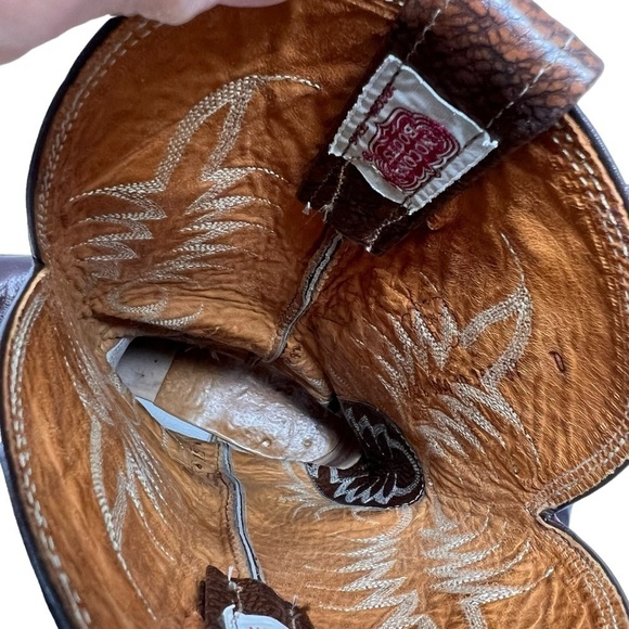 Nocona Leather Western Boots Brown Size 9D Med Pointed Toe Hand Stitched USA - Picture 10 of 16